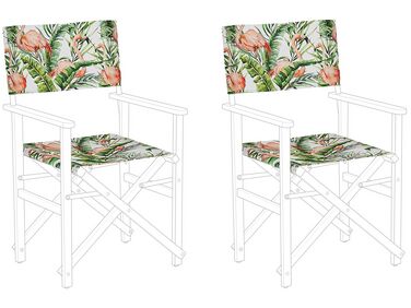 Set of 2 Garden Chair Replacement Fabrics Flamingo Pattern CINE
