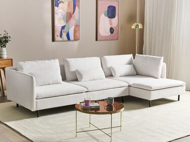 Left Hand Modular Fabric Corner Sofa Beige EGERIS