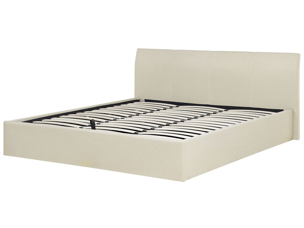 Cama tapizada en beige con almacenaje 180x200 cm ORBEY | Beliani.es