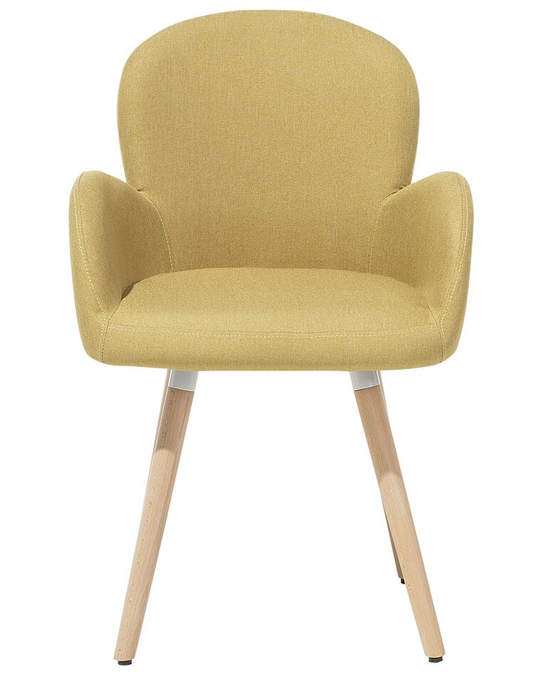 Set of 2 Fabric Dining Chairs Yellow BROOKVILLE Beliani.co.uk