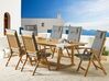 Conjunto de jardim em madeira de acácia mesa e 6 cadeiras com almofadas cinzento grafite JAVA_791082