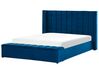 Łóżko wodne welurowe z ławką 180 x 200 cm niebieskie NOYERS_915002