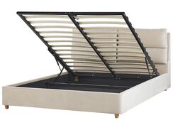 Parisänky sametti säilytystila vaalea beige 160 x 200 cm BATILLY Parisänky sametti säilytystila vaalea beige 160 x 200 cm BATILLY