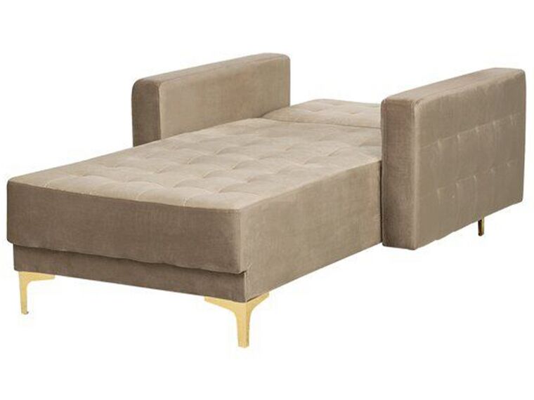 Velvet Chaise Lounge Sand Beige ABERDEEN Beliani.co.uk