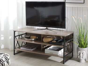 TV Stand Taupe Wood with Black CARLISLE