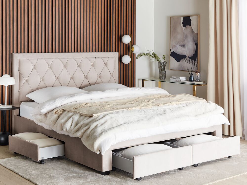 Sofá cama individual con cajones de almacenamiento, marco tapizado de  terciopelo beige, camas de día para dormitorio, sala de estar, habitación  de
