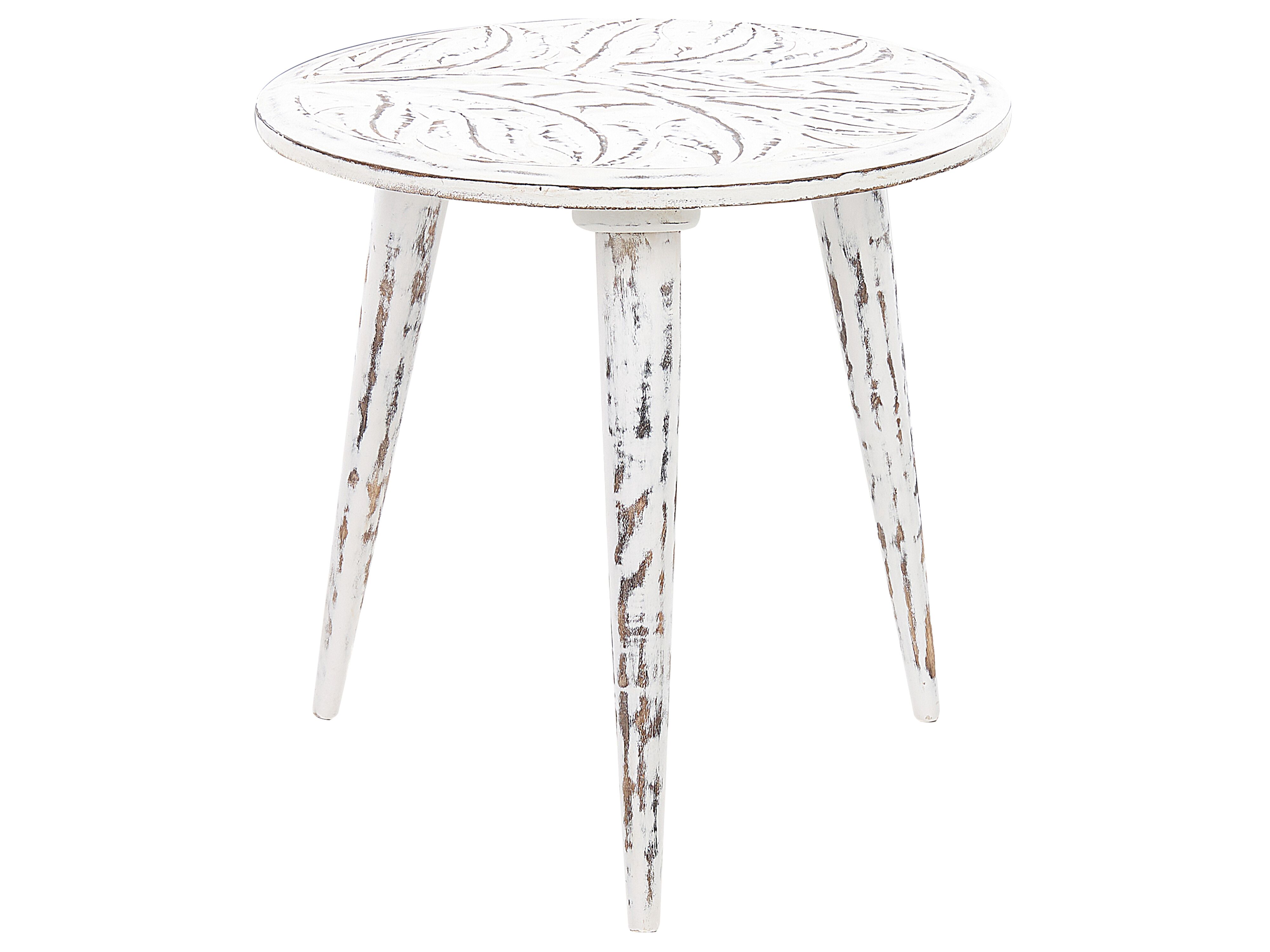 Set of 2 Mango Wood Side Tables OffWhite CHANDRA Beliani.co.uk