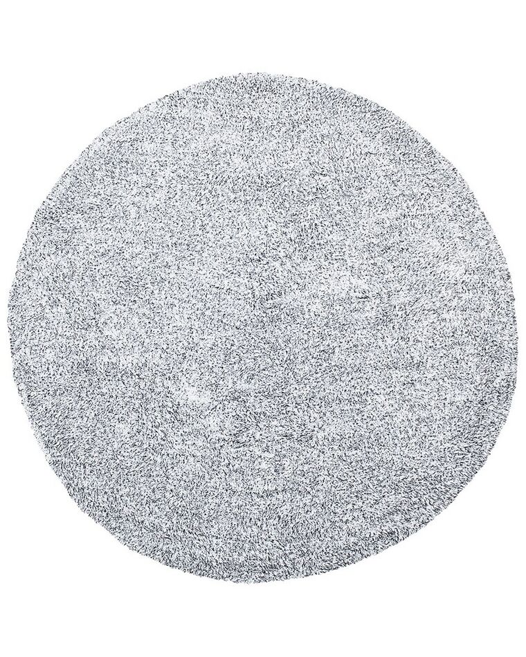 Tappeto shaggy bianco-nero tondo ⌀ 140 cm DEMRE_738121