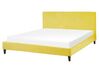 Čalúnená zamatová posteľ žltá 160 x 200 cm FITOU_777089
