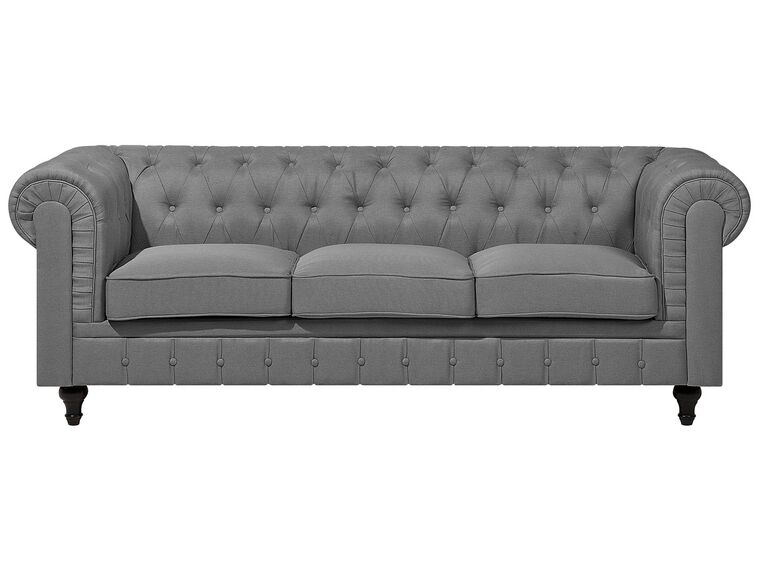 3 Seater Fabric Sofa Grey CHESTERFIELD Big_719587