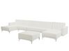 6 Seater U-Shaped Modular Faux Leather Sofa with Ottoman White ABERDEEN_740026