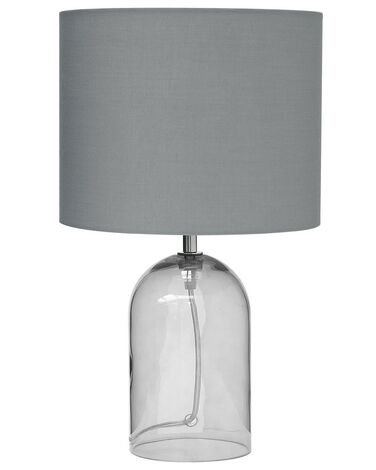 Tischlampe Glas transparent / grau 44 cm Trommelform DEVOLL 