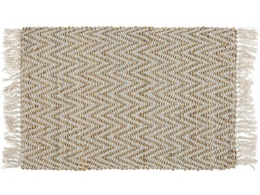 Teppich beige 50 x 80 cm ZickZack-Muster Kurzflor zweiseitig AFRIN