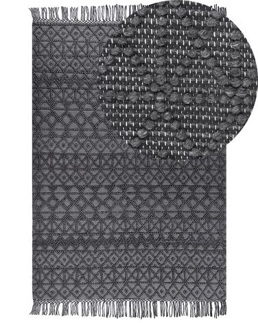Teppich Wolle schwarz 200 x 300 cm Kurzflor ALUCRA