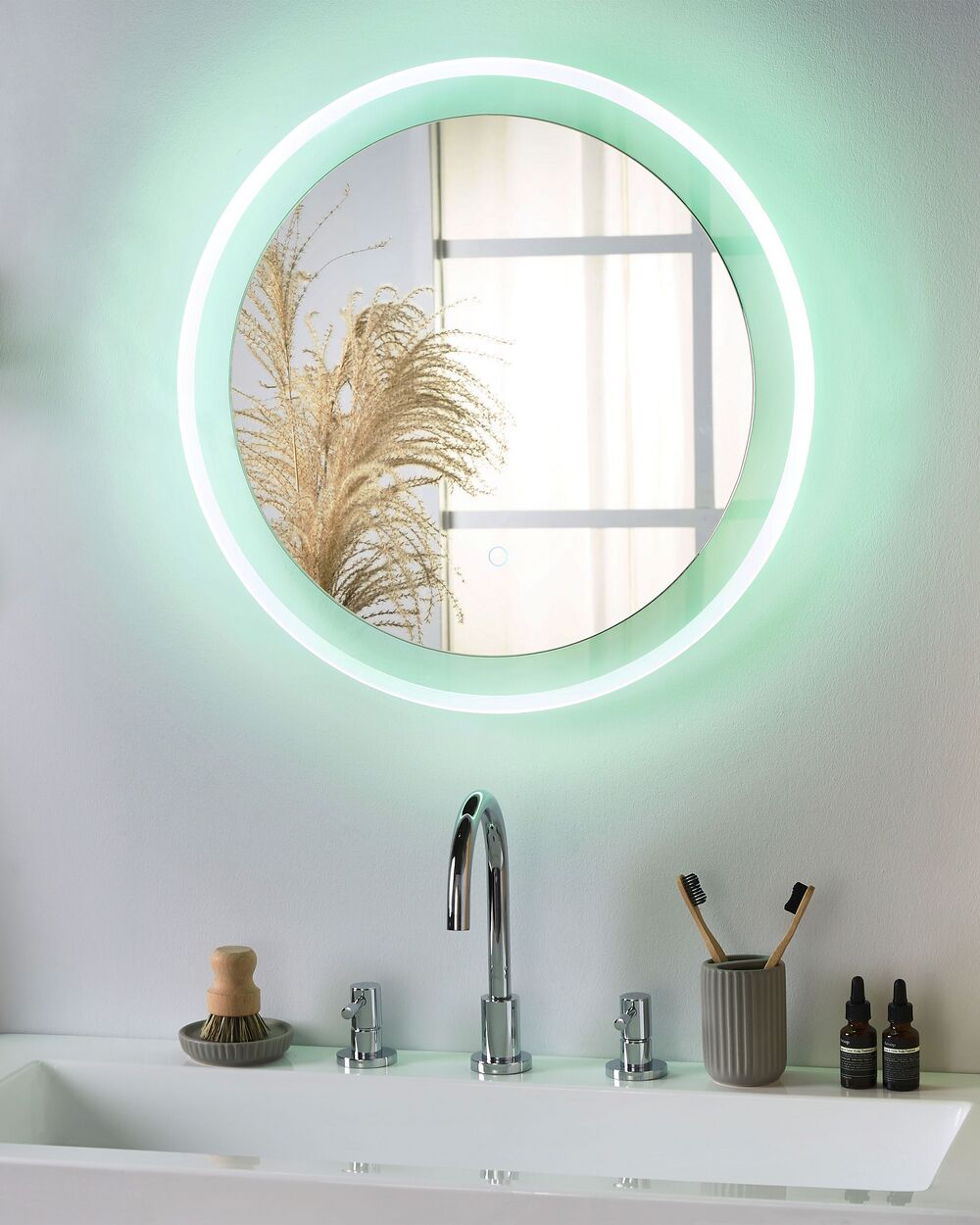 Miroir Salle De Bain Avec Éclairage Eco Led Lumineux Rond Chambre