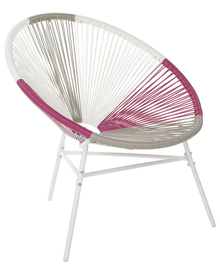 PE Rattan Accent Chair Multicolour Pink ACAPULCO | Beliani.co.uk