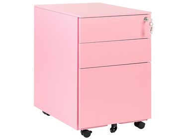 3 Drawer Metal Storage Cabinet Pink CAMI