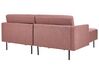 Right Hand 2 Seater Fabric Corner Sofa Pink Brown BREDA_876075