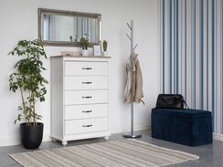 Lipasto 5 laatikkoa valkoinen SHARON Lipasto 5 laatikkoa valkoinen SHARON