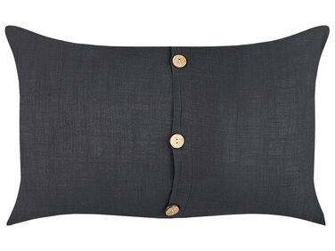 Ensemble de 2 coussins 30 x 50 cm noir avec des boutons en bois BANORI