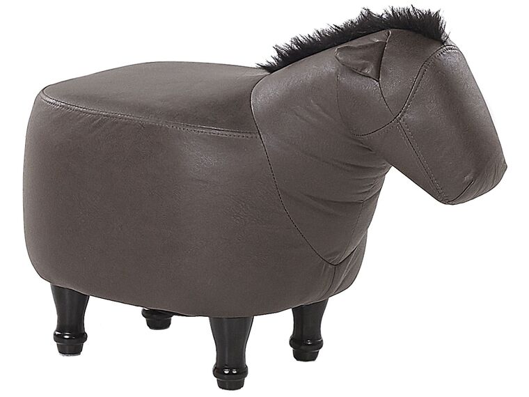 Faux Leather Animal Stool Dark Brown HORSE_783207