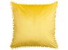 Set of 2 Velvet Cushions Pom Poms 45 x 45 cm Yellow AERANGIS_837977