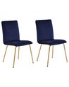 Lot de 2 chaises en velours bleu marine RUBIO_810405