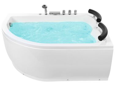 Left Hand Whirlpool Corner Bath with LED 1600 x 1130 mm White PARADISO