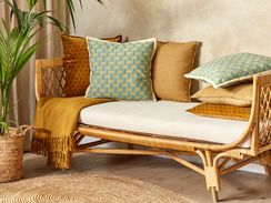 Koristetyyny puuvilla sininen/keltainen 45 x 45 cm WAKEGI