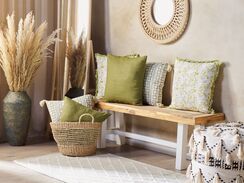 Koristetyyny puuvilla vihreä/valkoinen 45 x 45 cm FILIX Koristetyyny puuvilla vihreä/valkoinen 45 x 45 cm FILIX