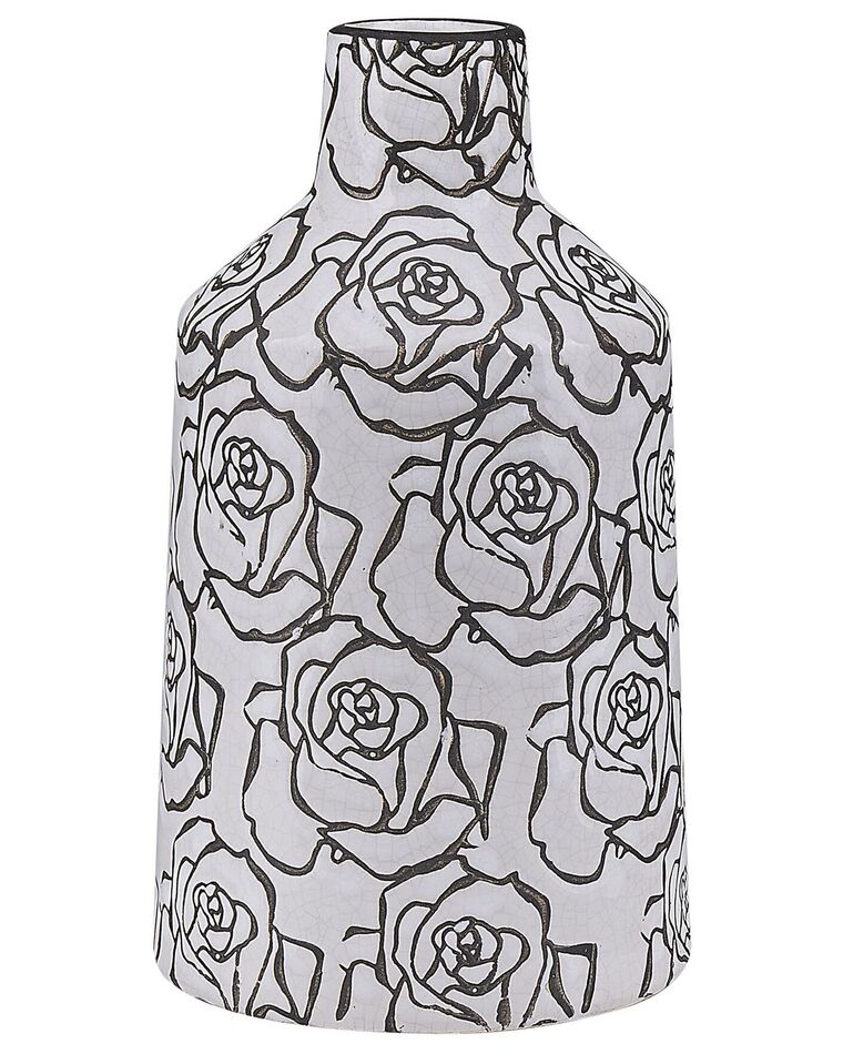 Vase à fleur blanc / noir 26 cm ALINDA_810620