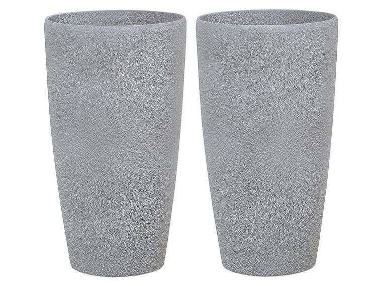 Conjunto de 2 macetas de mezcla de piedra gris ⌀ 31 cm ABDERA_841256