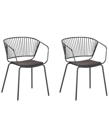 Metallstuhl schwarz mit Kunstleder-Sitz 2er Set RIGBY