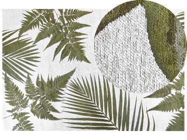 Teppich Baumwolle grün 200 x 300 cm Blättermuster Kurzflor BARZAH