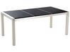 Hatszemélyes fekete gránit osztott asztallapú étkezőasztal szürke textilén székekkel GROSSETO_395508