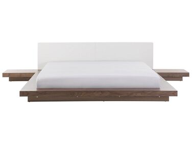 EU Super King Size Waterbed with Bedside Tables Brown ZEN
