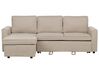 Right Hand Fabric Corner Sofa Bed with Storage Beige NESNA_912734