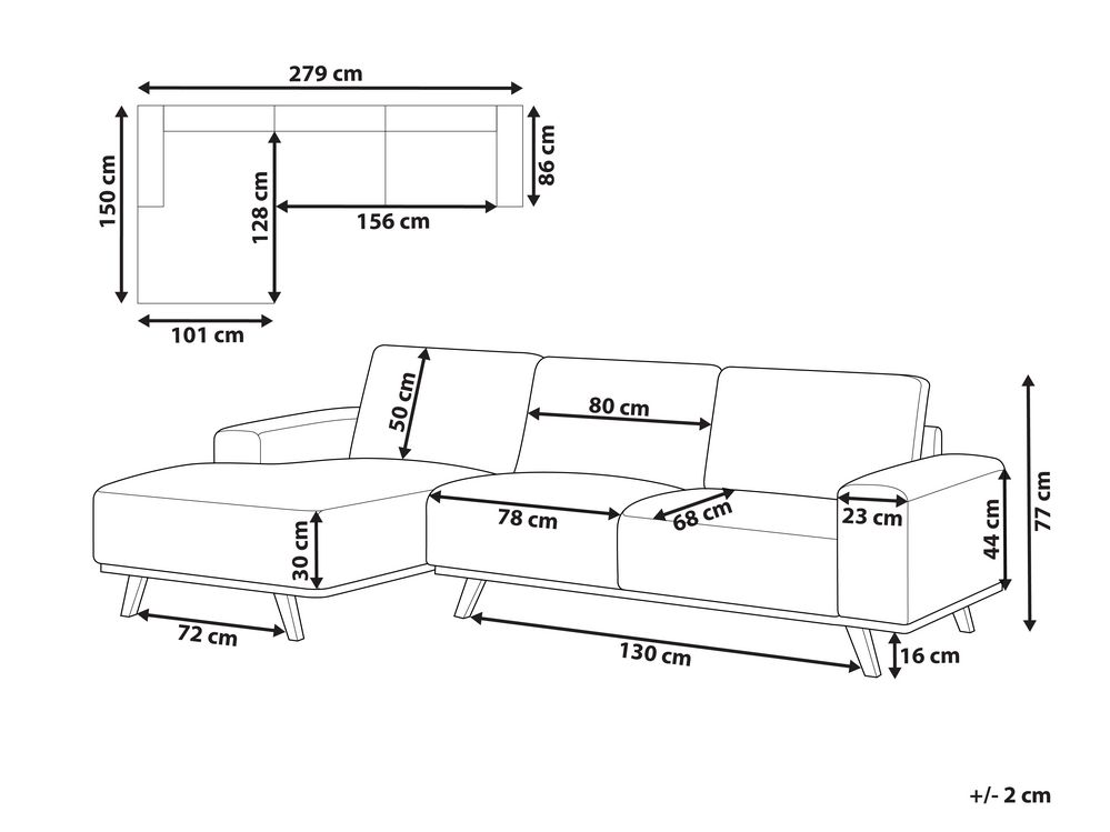 L Shaped Sofa Dimensions Cm | Baci Living Room