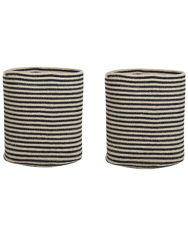 Set of 2 Cotton Baskets Beige and Black YERKOY