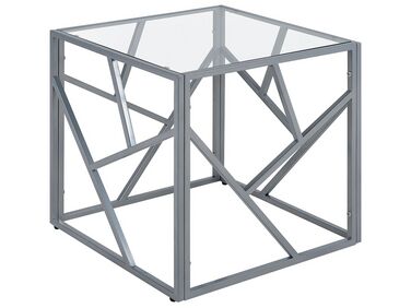 Beistelltisch Glas silber quadratisch 50 x 50 cm ORLAND