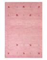 Gabbeh Teppich Wolle rosa 140 x 200 cm Tiermuster Hochflor YULAFI_870298