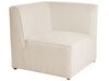Canapé d'angle côté droit modulable 3 places en velours côtelé beige avec ottoman LEMVIG_875106