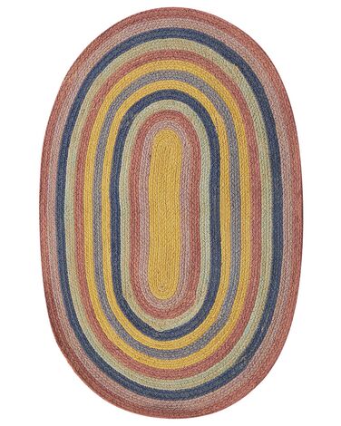 Teppich Jute mehrfarbig 70 x 100 cm Streifenmuster Kurzflor PEREWI