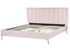 Velvet EU Super King Size Bed with USB Port Pink MIRIBEL_870555