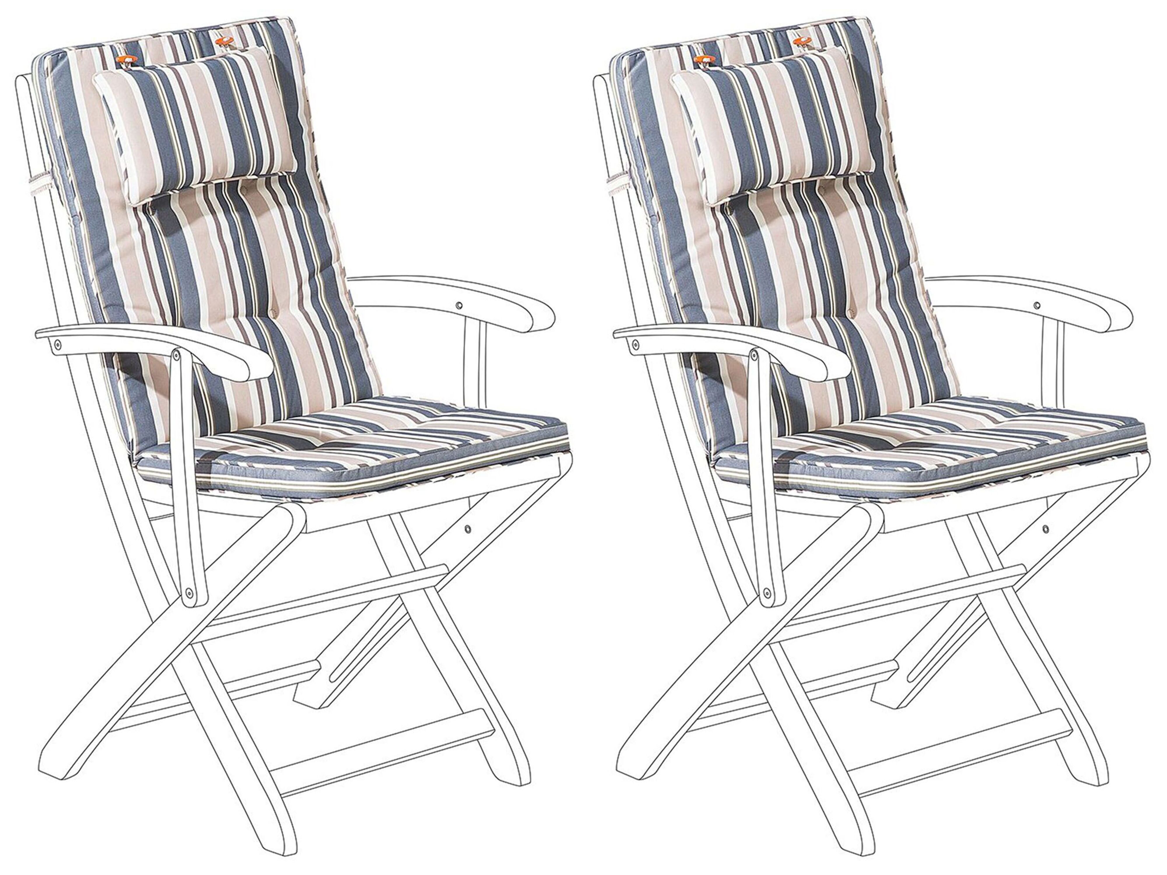 Set of 2 Outdoor Seat/Back Cushions Blue Stripes MAUI - Furniture, lamps &  accessories up to 70% off | Avandeo online store