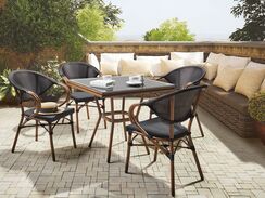 Puutarhapöytä alumiini tumma puu/musta 80 cm CASPRI Puutarhapöytä alumiini tumma puu/musta 80 cm CASPRI