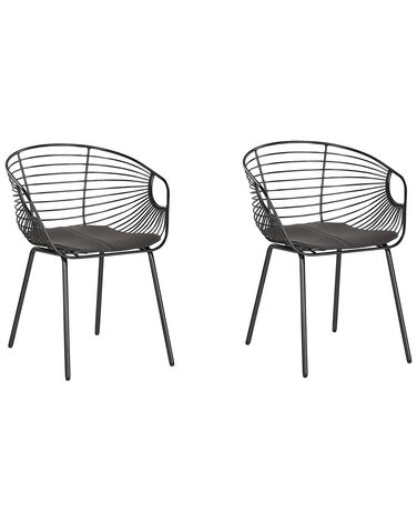 Metallstuhl schwarz mit Kunstleder-Sitz 2er Set HOBACK