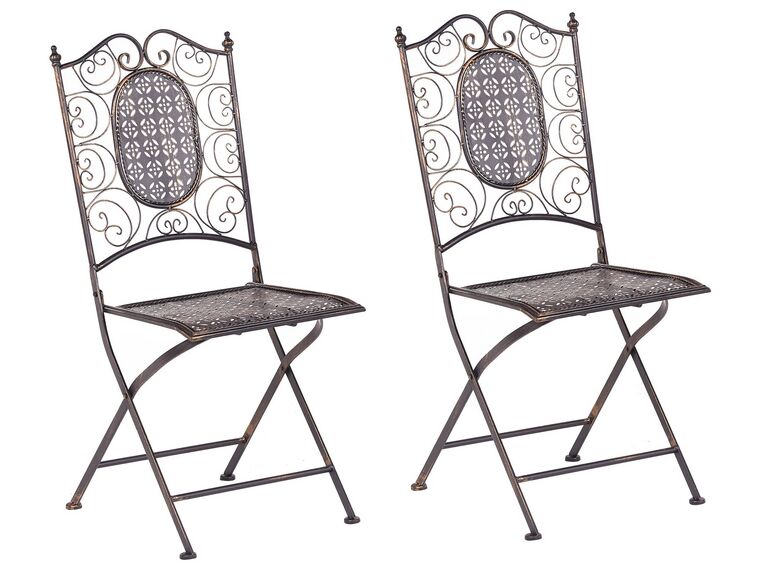 Set of 2 Metal Garden Folding Chairs Black BORMIO_806700