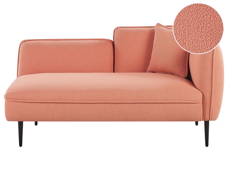 Right Hand Boucle Chaise Lounge Peach Pink CHEVANNES_819572