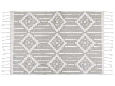 Outdoor Teppich grau / weiß 160 x 230 cm orientalisches Muster Kurzflor TABIAT